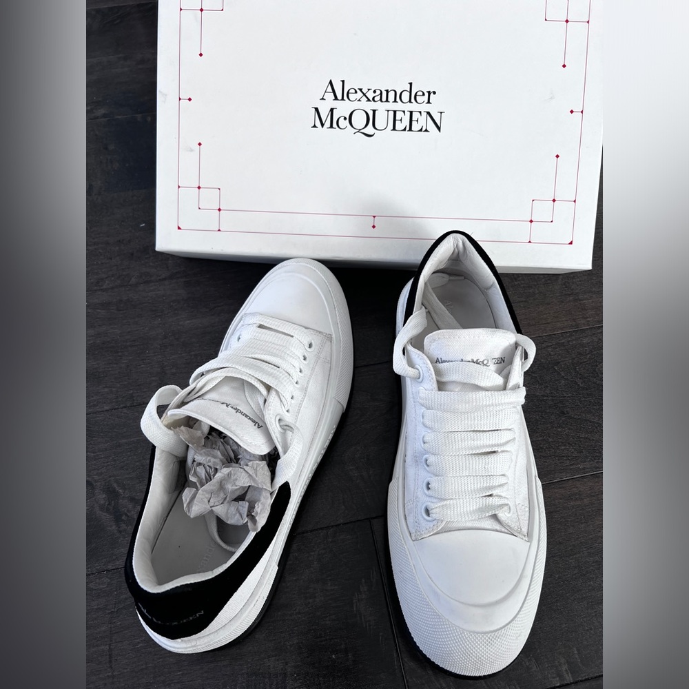Alexander McQueen Deck Plimsol Sneakers White Black Men's 42.5 E wz original box